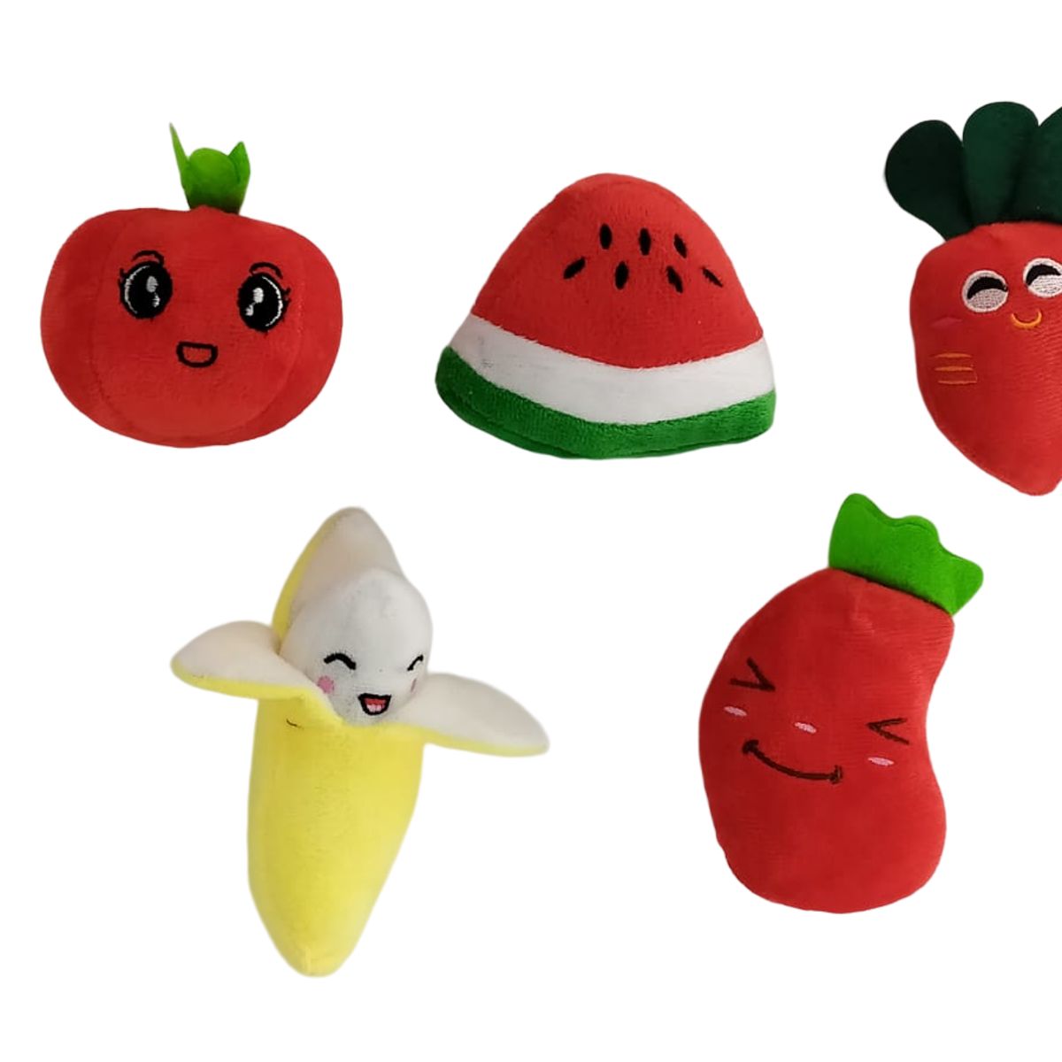 GENERICO - 5 Peluches Para Mascotas, Perro, Gatos De Frutas Y Verduras