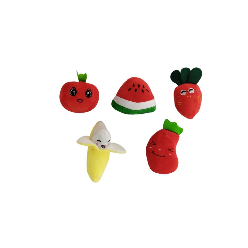 GENERICO - 5 Peluches Para Mascotas, Perro, Gatos De Frutas Y Verduras