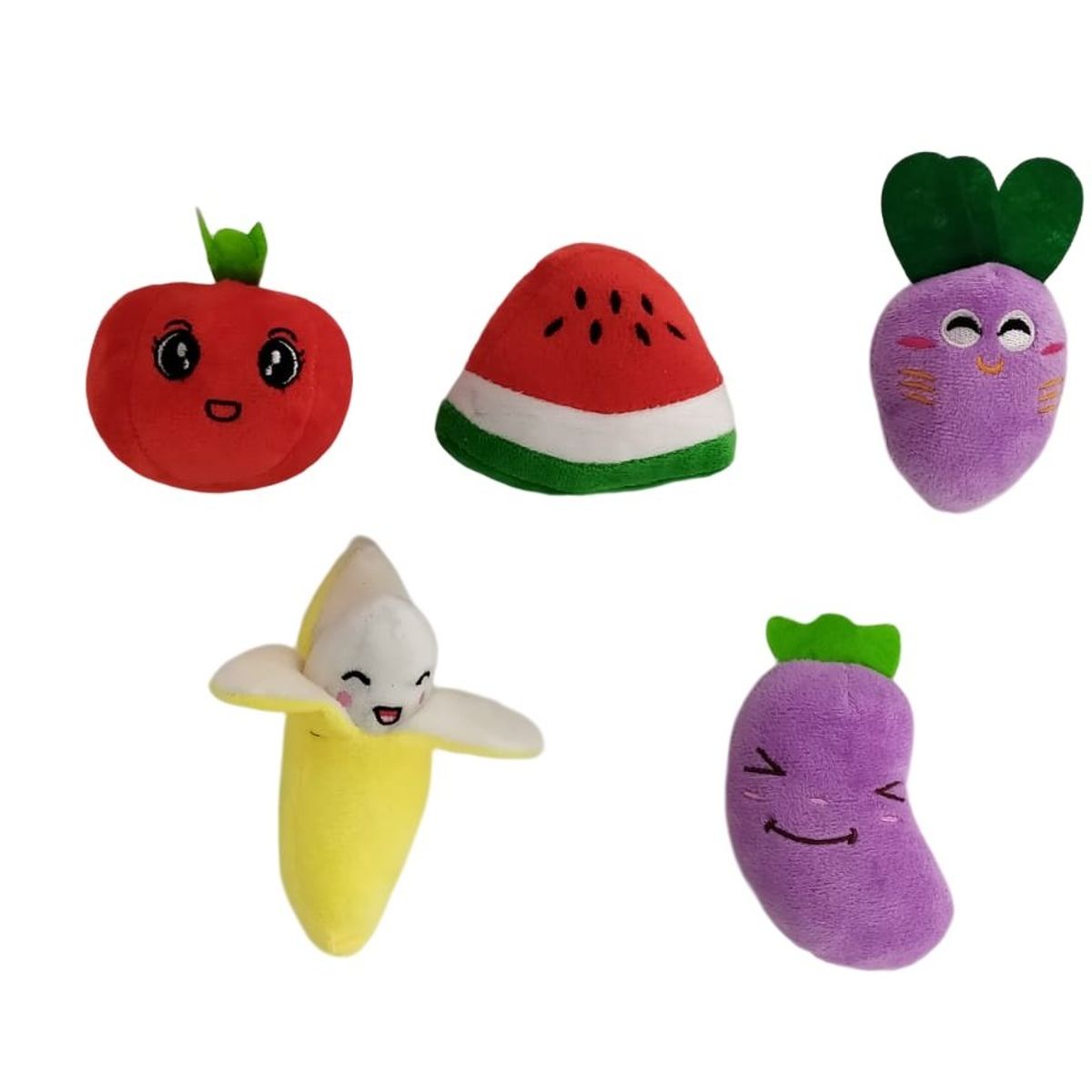 GENERICO - 5 Peluches Para Mascotas, Perro, Gatos De Frutas Y Verduras