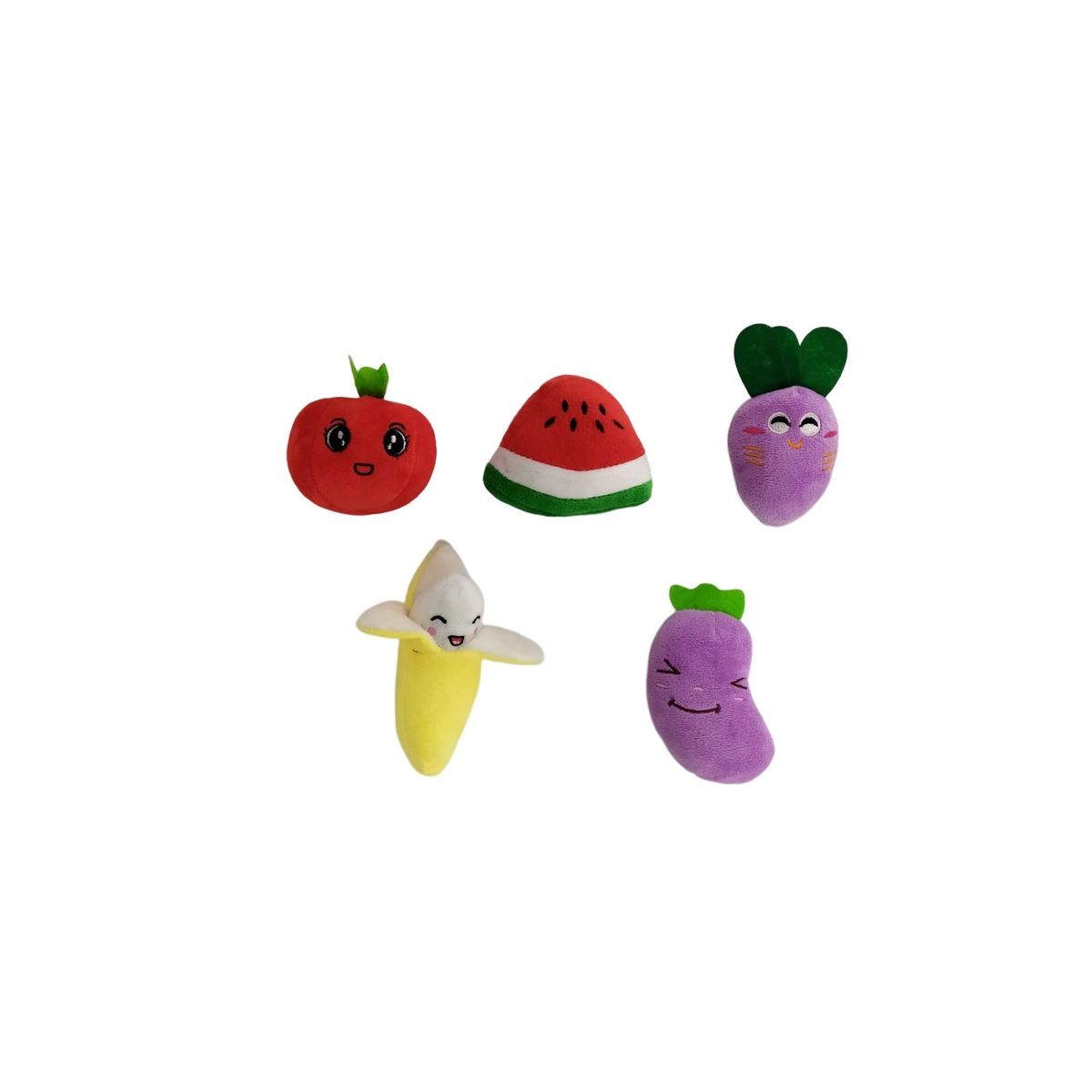 GENERICO - 5 Peluches Para Mascotas, Perro, Gatos De Frutas Y Verduras