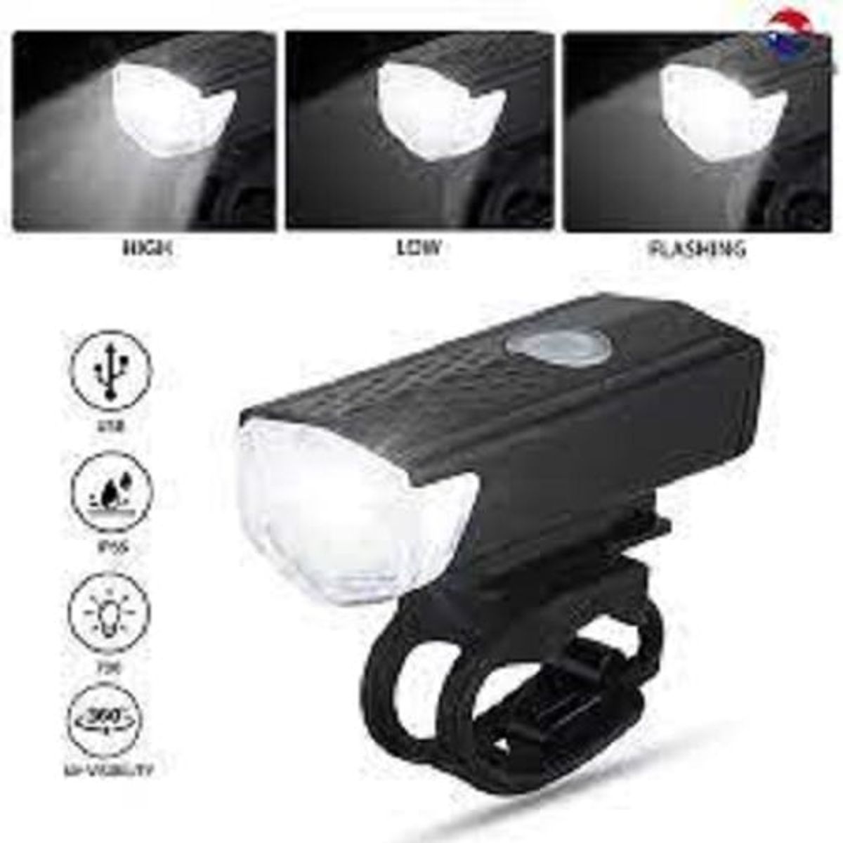 GENERICO - Set Luz Bicicleta Blanca Delantera USB Recargable