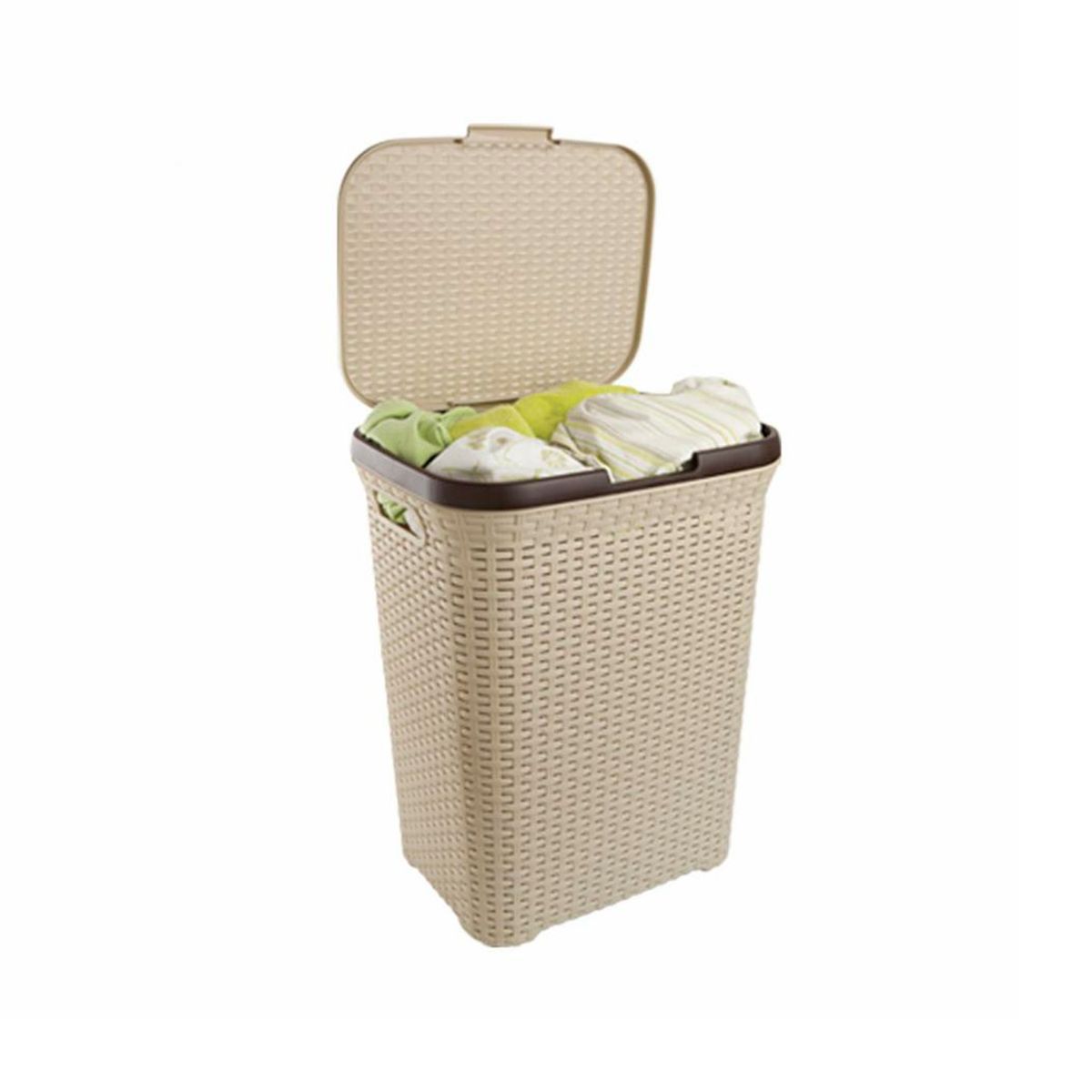 GENERICO - Cesto de Ropa Ratan Con Tapa Beige 10kg