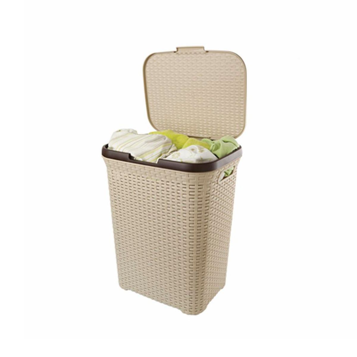 GENERICO - Cesto de Ropa Ratan Con Tapa Beige 10kg