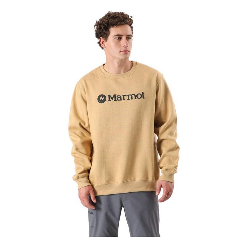 MARMOT - Polerón Logo Crew Hombre Beige