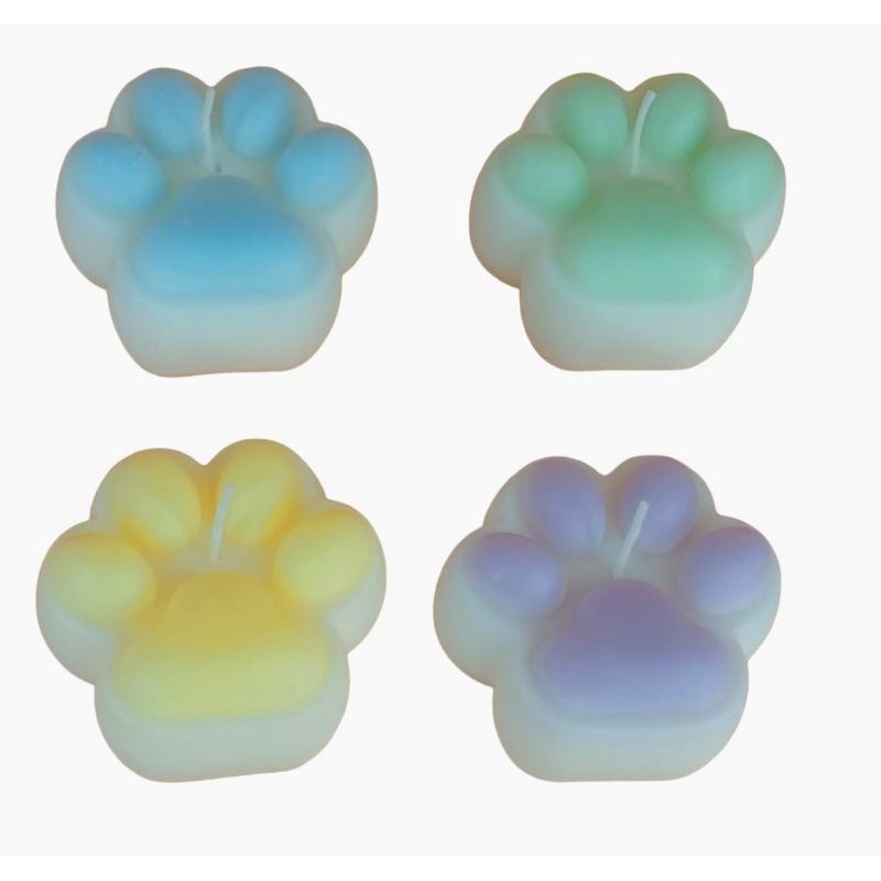 GENERICO - 4 Velas Aromáticas  Y Decorativas, Diseño Huellitas,  Kawaii