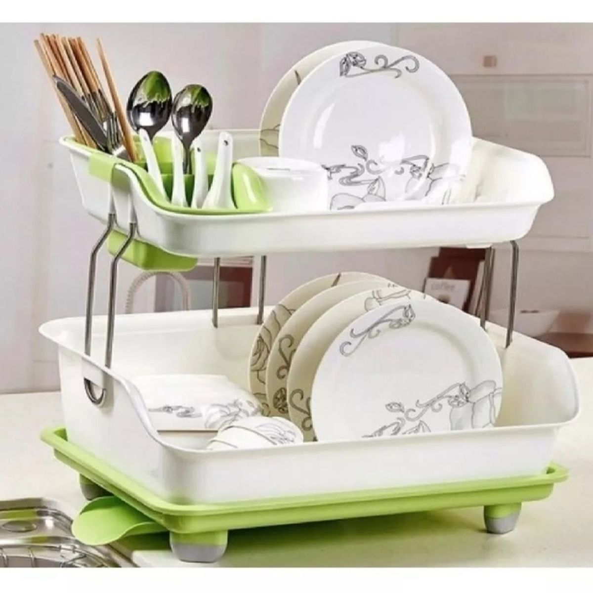 GENERICO - Secador De Platos De Plástico 2 Niveles