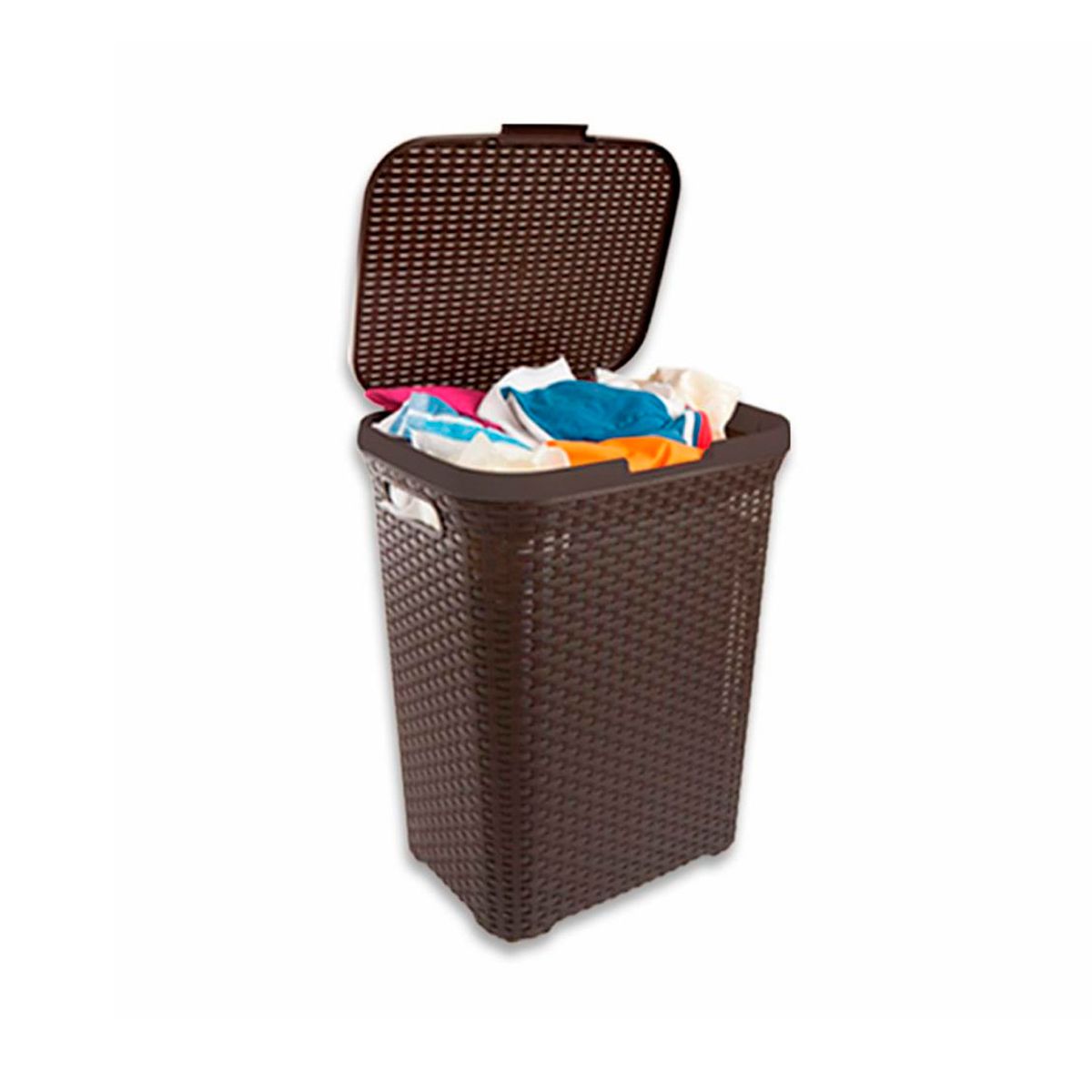 GENERICO - Cesto de Ropa Ratan Con Tapa Cafe 10kg