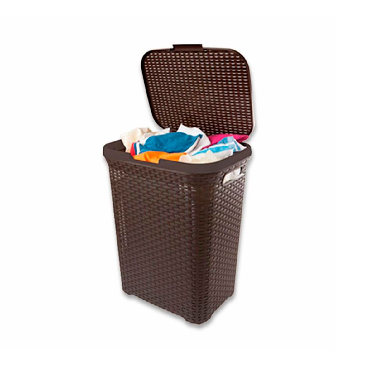GENERICO - Cesto de Ropa Ratan Con Tapa Cafe 10kg