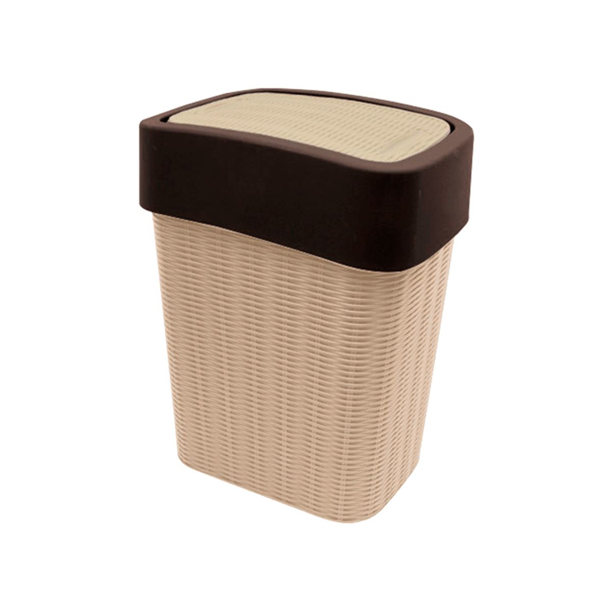 GENERICO - Basurero Ratan Vaiven Slim 25 Litros Beige