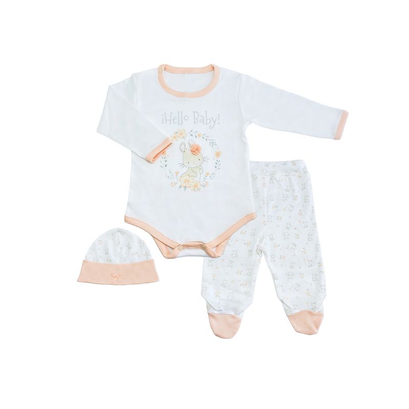 MOONWEAR - Ajuar 3 Piezas Hello Melange Algodón Peruano
