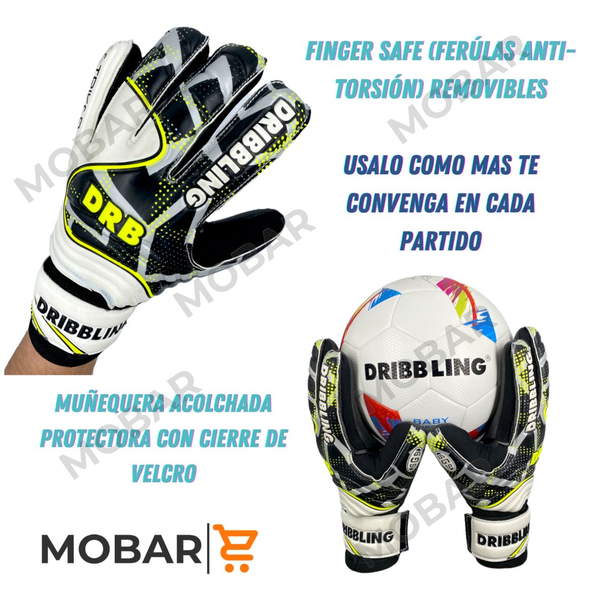 DRB - Guantes Arquero Portero Talla 9 DRB Striker Con Ferulas V/B