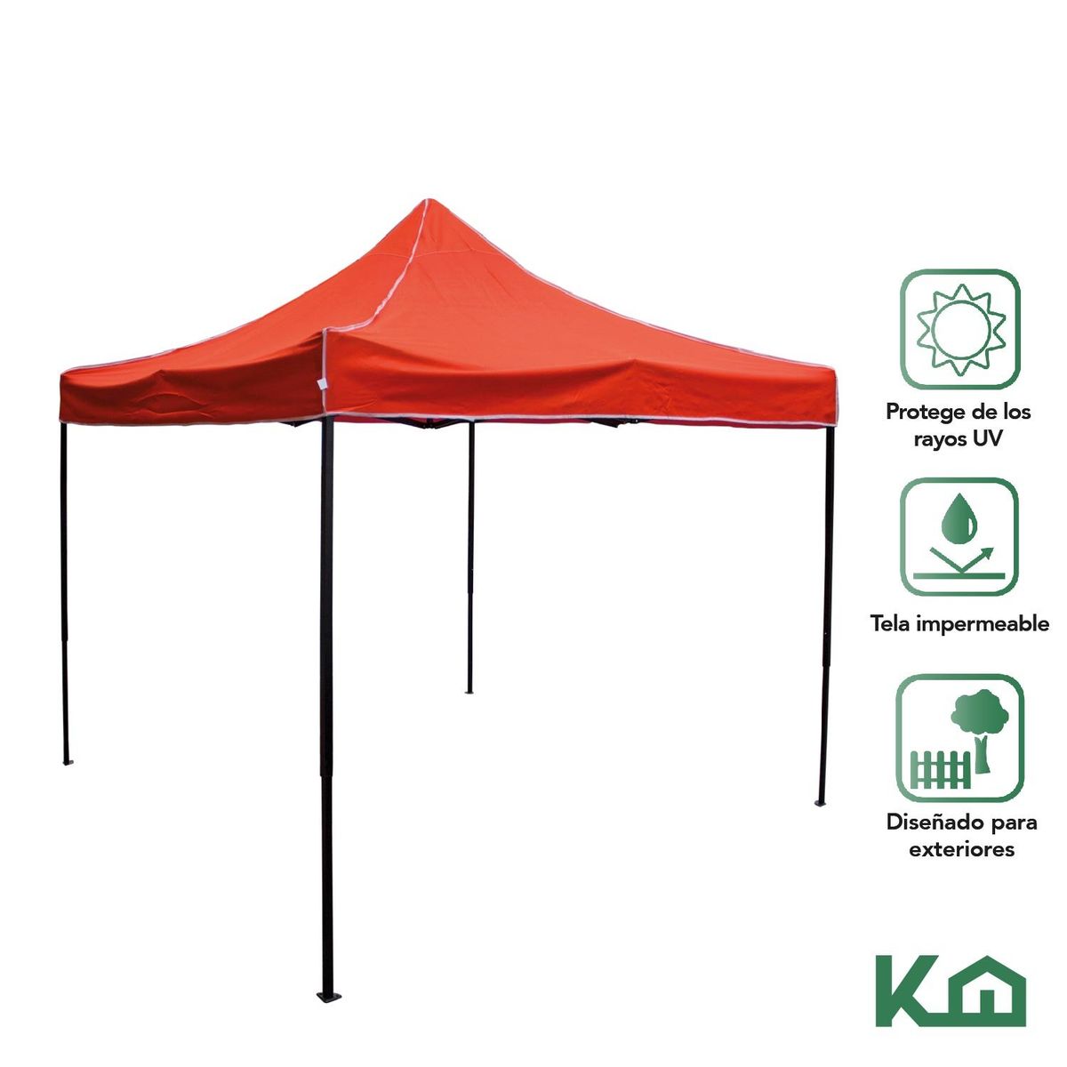 LUMAX - Toldo Carpa Impermeable Plegable Acero 2x2m Rojo + Bolsa