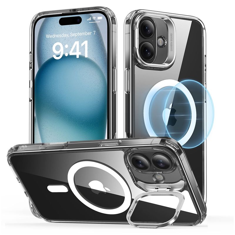 ESR - Carcasa ESR Para iPhone 16 Hybrid Stash Stand Transparente