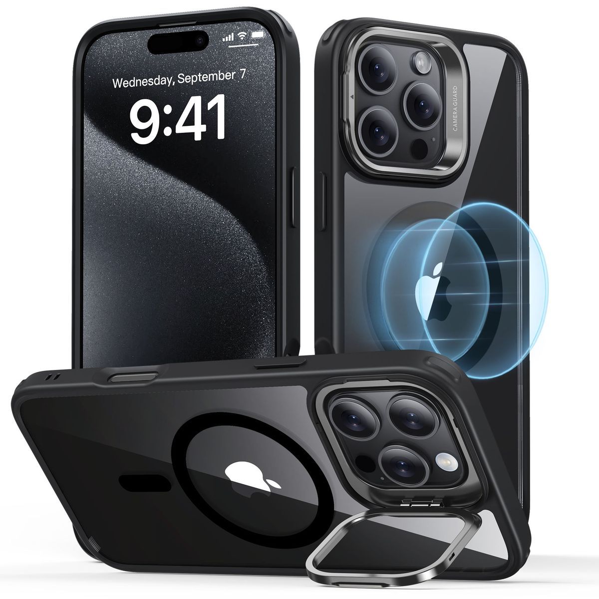 ESR - Carcasa ESR Para iPhone 16 Pro Hybrid Stash Stand Negro