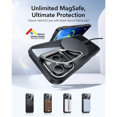 Imagen 2 del producto Carcasa Para iPhone 16 Pro Hybrid Stash Stand Negro