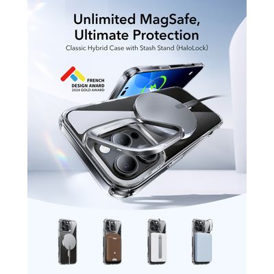 Imagen 2 del producto Carcasa Para iPhone 16 Pro Max Hybrid Stash Stand Transparente