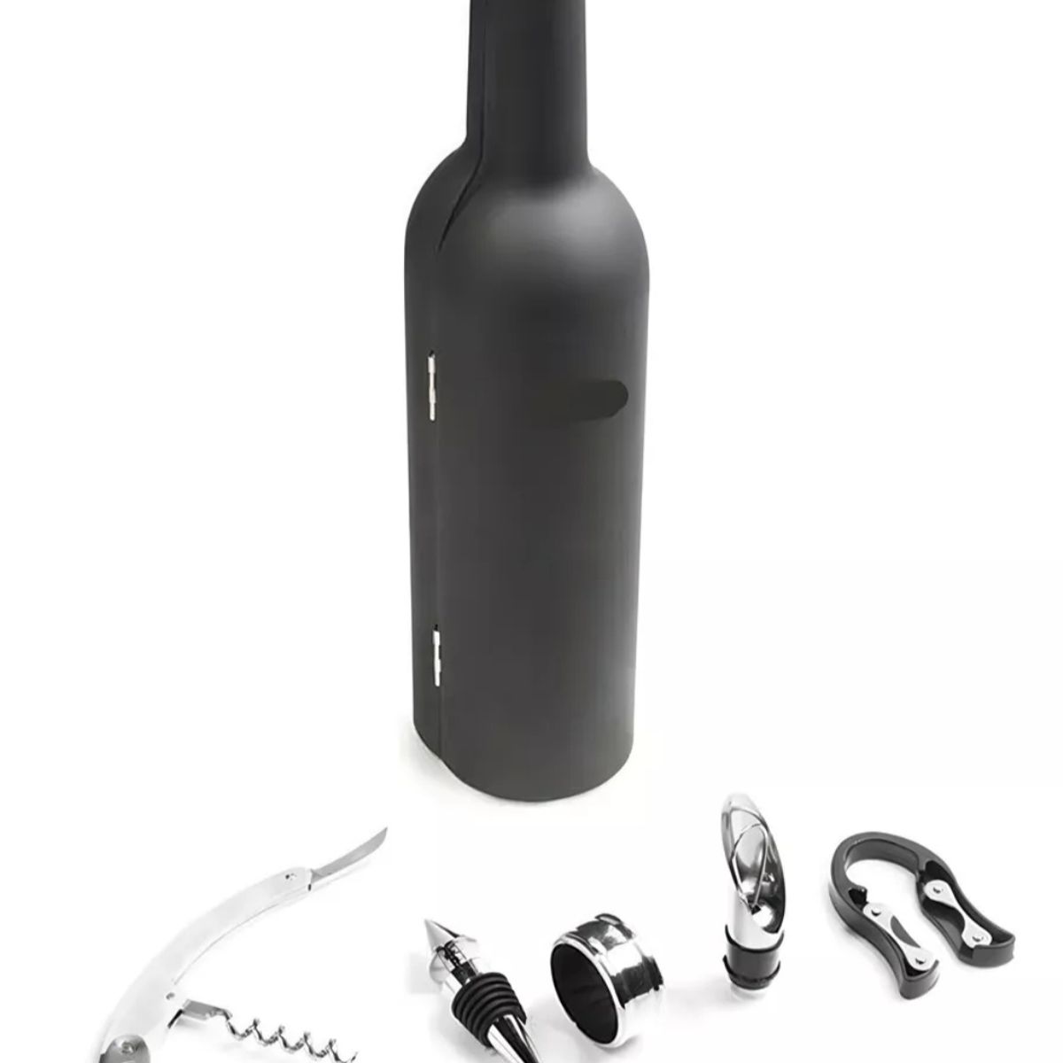 GENERICO - Set Kit 5 Pcs Sacacorcho Descorchador + Estuche Botella Vino