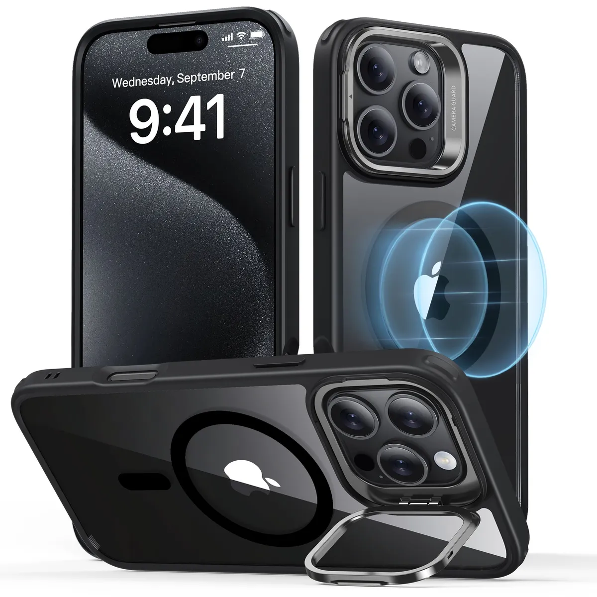 ESR - Carcasa ESR Para iPhone 16 Pro Max Hybrid Stash Stand Negro