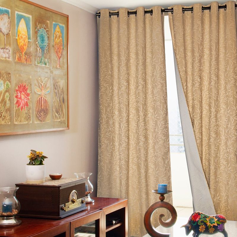 MASEL - Set 2 Cortinas Black Out Panda 1.40 X 2.25 Beige
