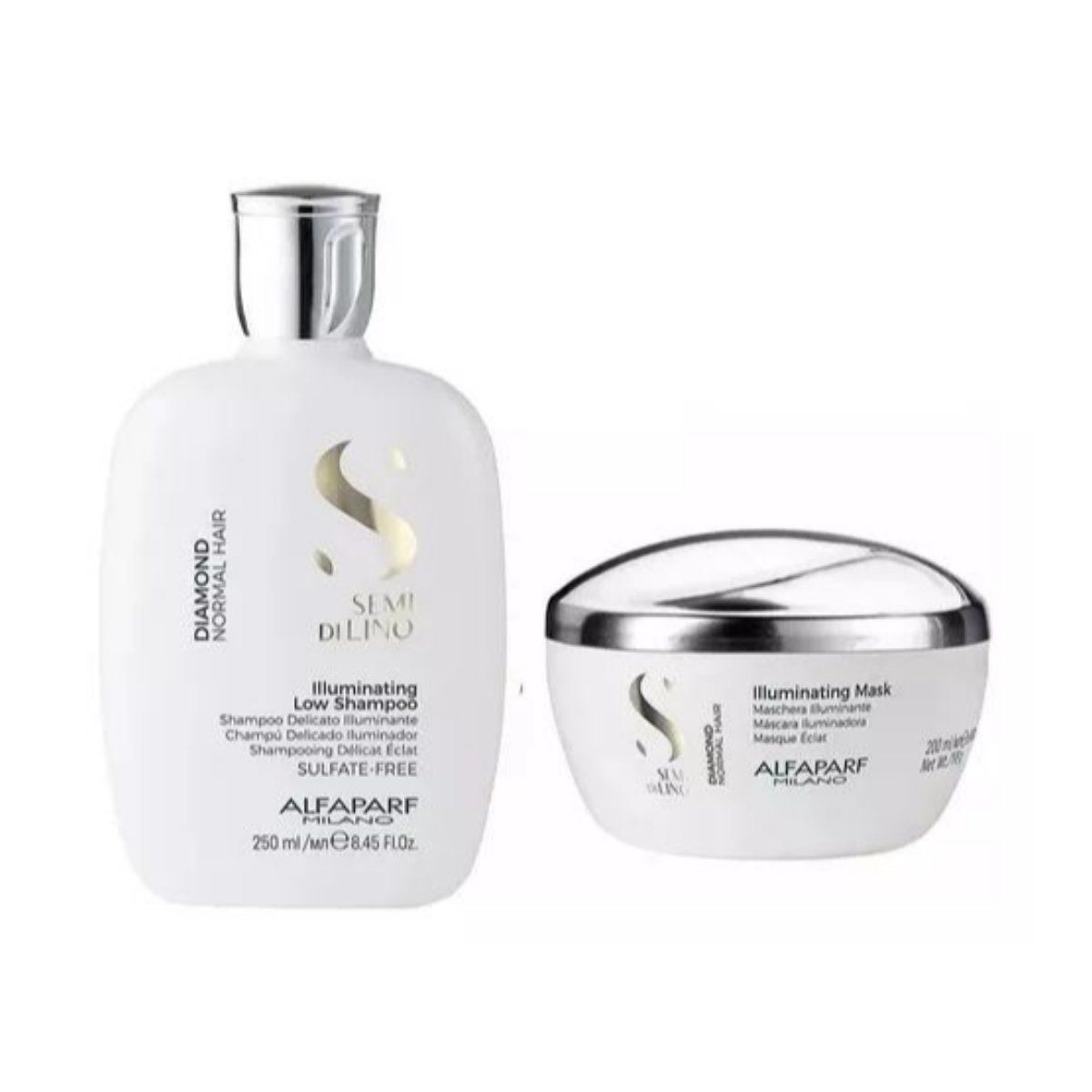 ALFAPARF MILANO - Set Shampoo Y Máscara Illuminating Semi Di Lino Alfaparf