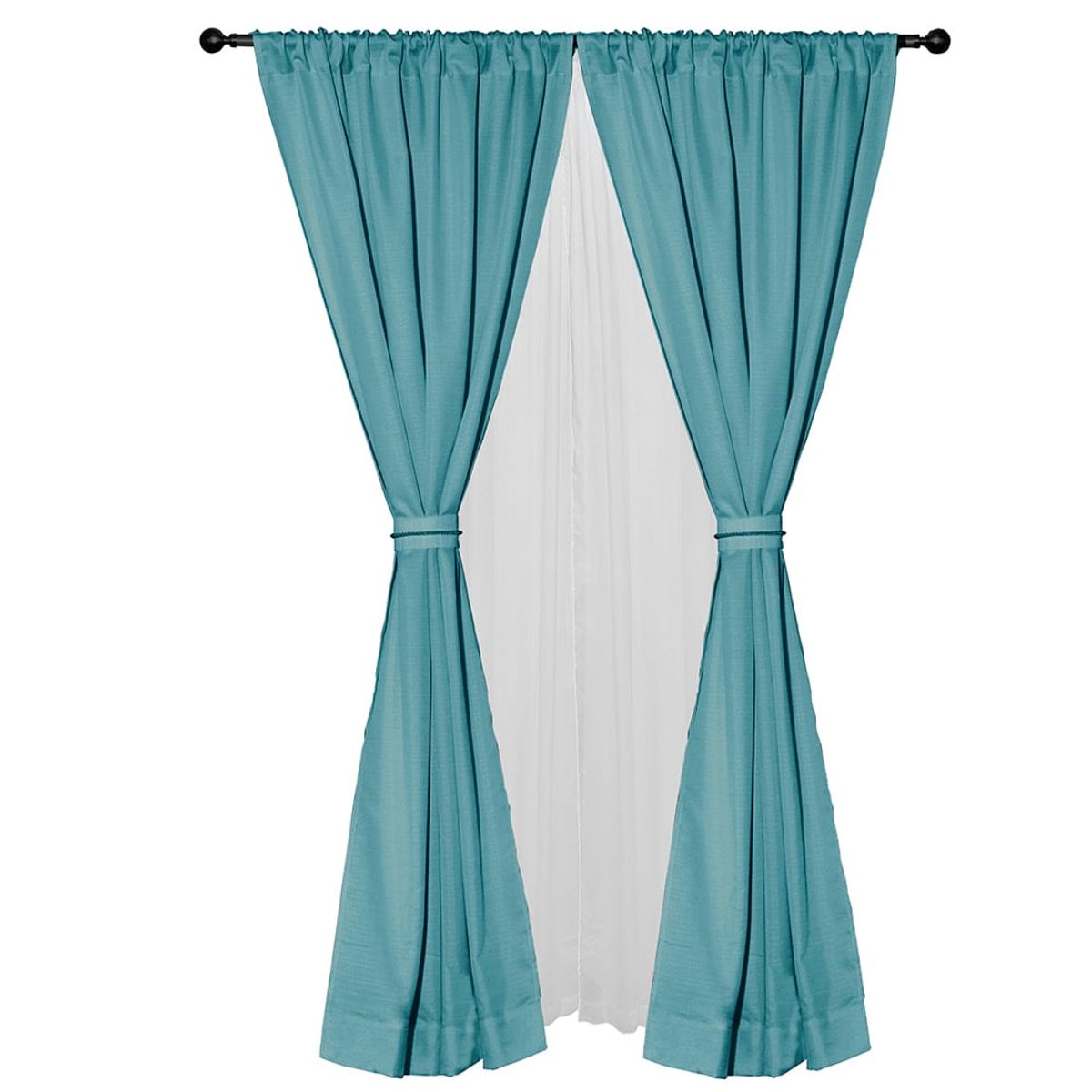 MASEL - Set cortina 8 pzas Amalia pasatubo 140x225 Turquesa