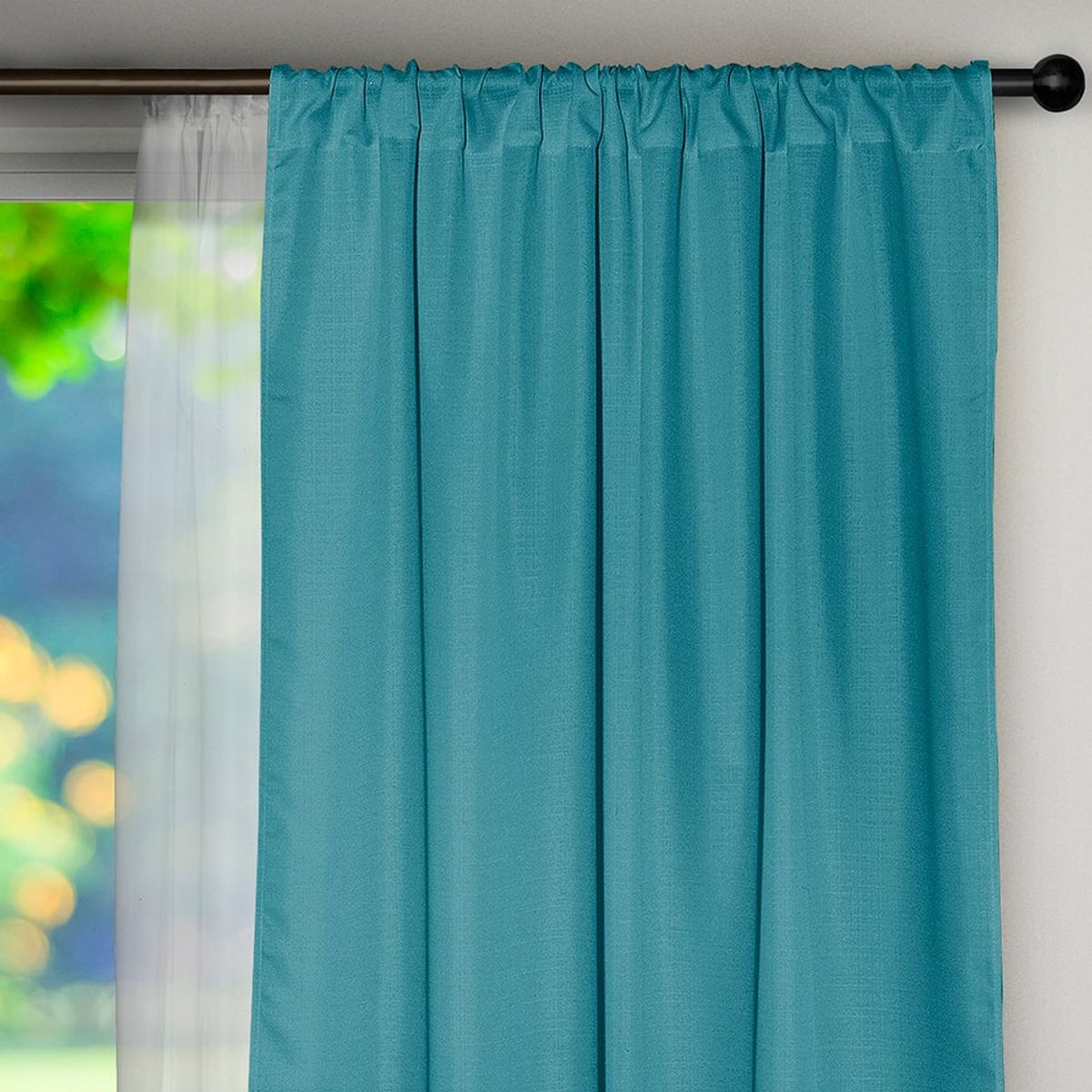 MASEL - Set cortina 8 pzas Amalia pasatubo 140x225 Turquesa