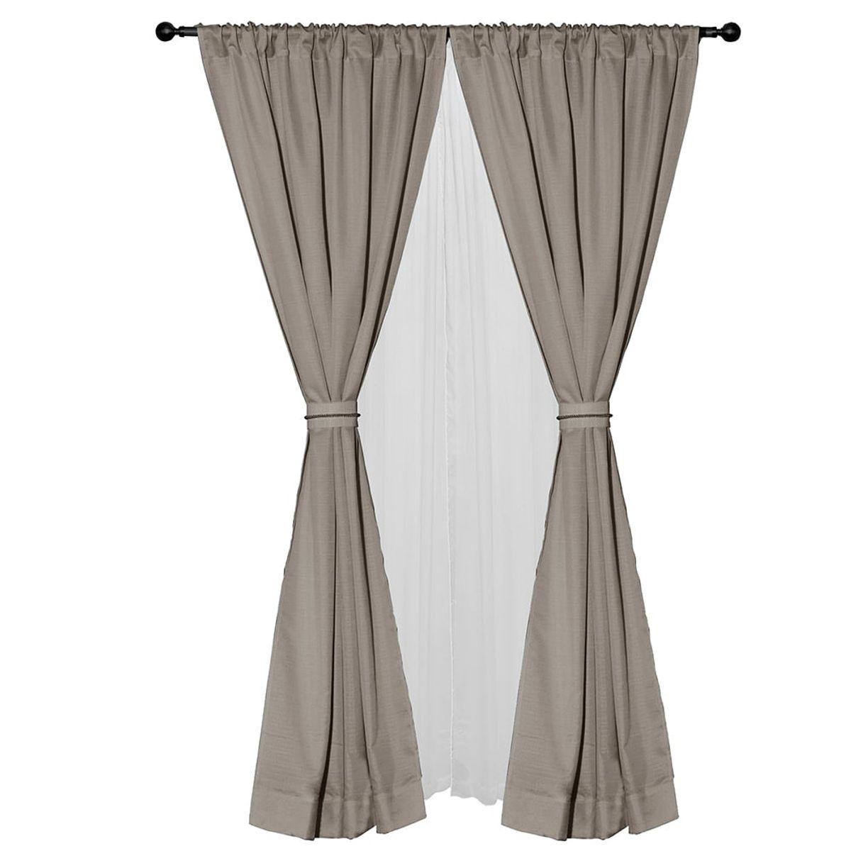 MASEL - Set cortina 8 pzas Amalia pasatubo 140x225 Taupe