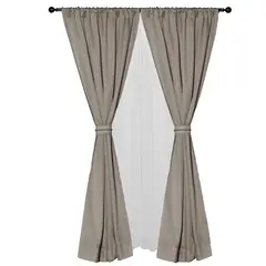 MASEL - Set cortina 8 pzas Amalia pasatubo 140x225 Taupe