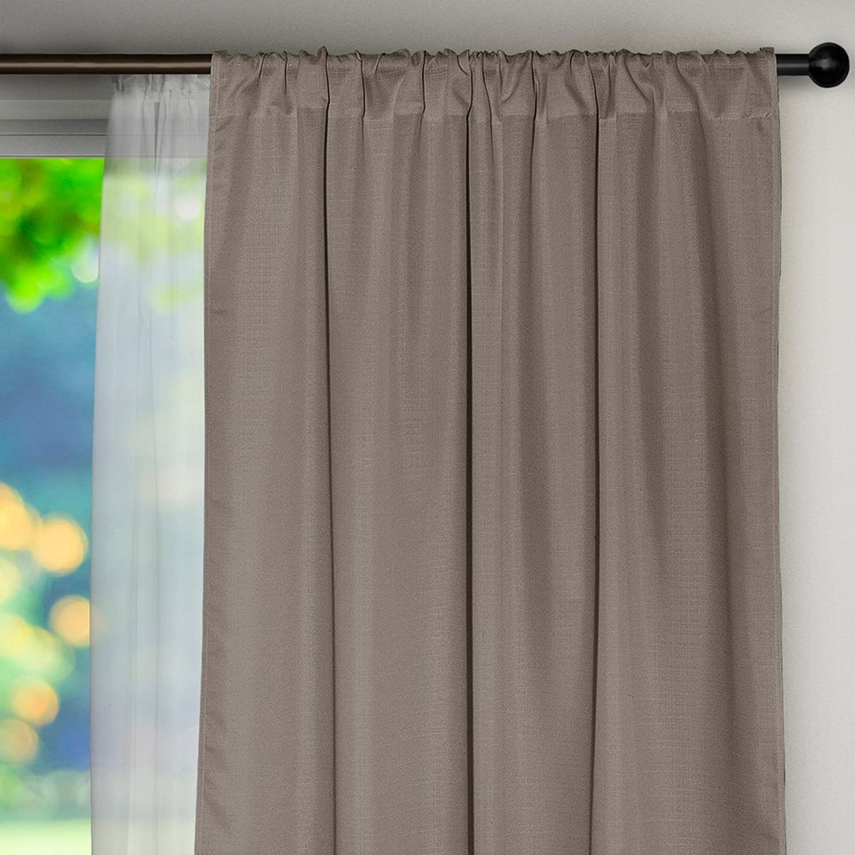 MASEL - Set cortina 8 pzas Amalia pasatubo 140x225 Taupe