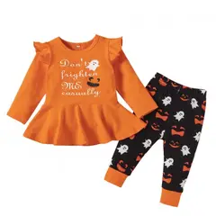 ANGO - Conjunto HALLOWEEN BEBÉ 2 pcs Don't Frighten me Naranja niña CALZAS