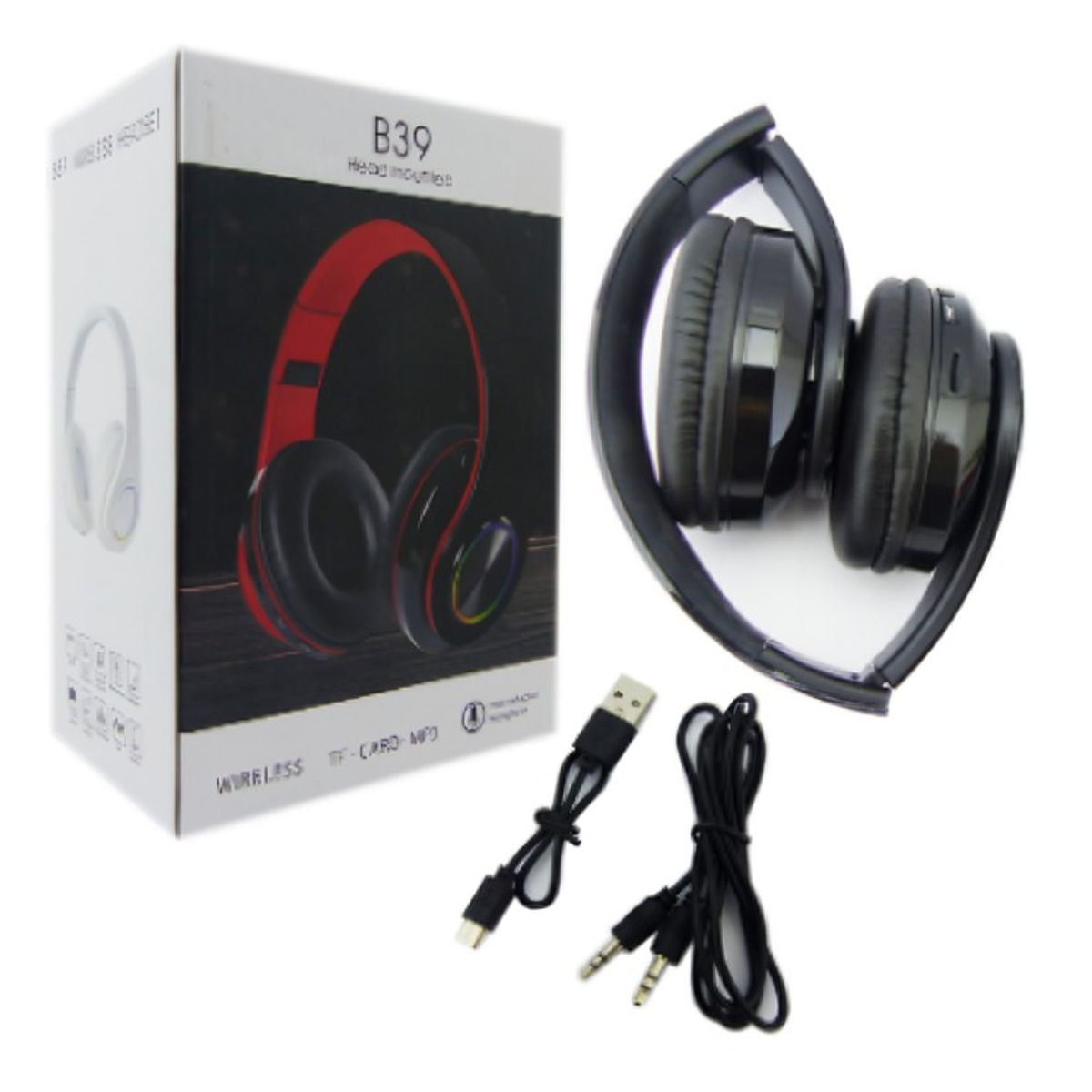 OEM - AUDIFONO CINTILLO BLUETHOOTH OD B39 CON LUZ LED RECARGABLE