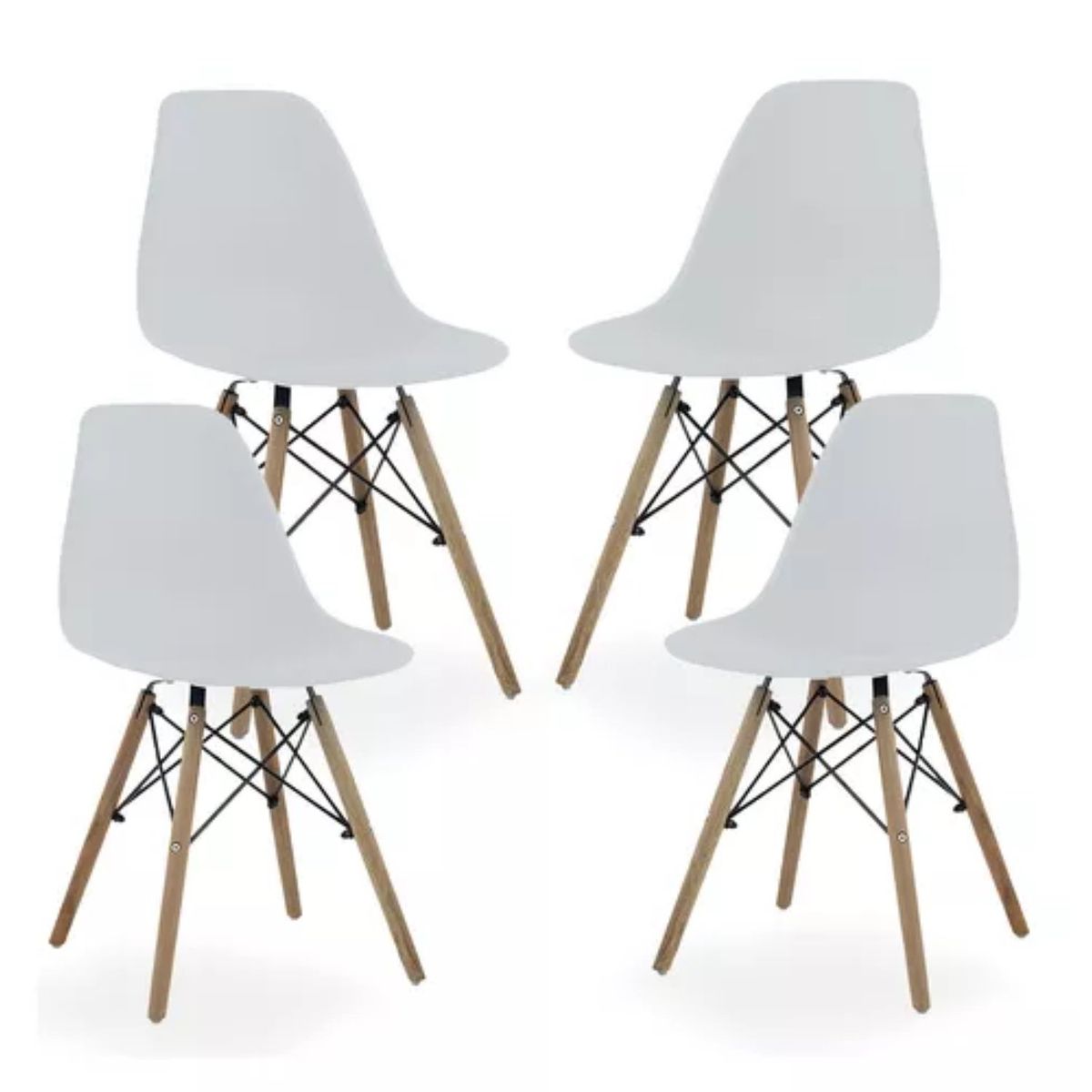 LUMAX - Pack x4 Sillas Eames Blanca Moderna Ergonomica