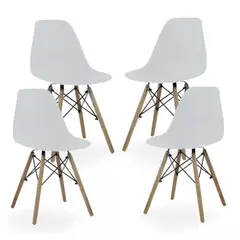 LUMAX - Pack x4 Sillas Eames Blanca Moderna Ergonomica