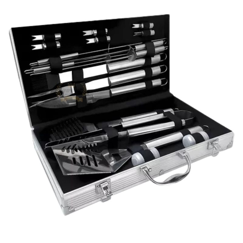 GENERICO - Set Parrillero Asado Barbacoa 18 Pcs En Maleta Kit Parrilla