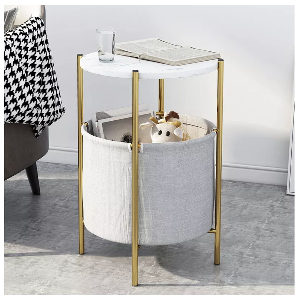 HOMER DESIGN - Mesa De Centro Lateral Con Bandeja De Tela Multifuncional