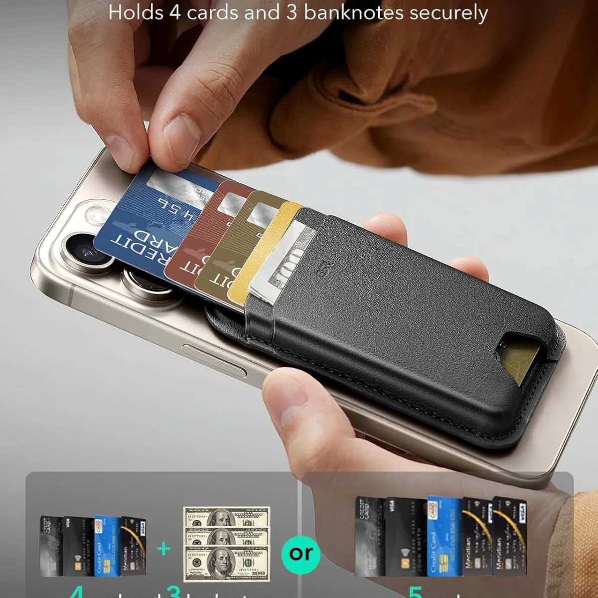 ESR - Tarjetero Magnético Para iPhone ESR Wallet Boost halolock