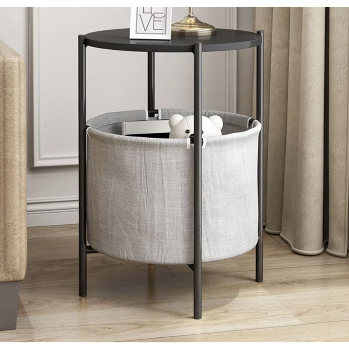 HOMER DESIGN - Mesa De Centro Lateral Con Bandeja De Tela Multifuncional