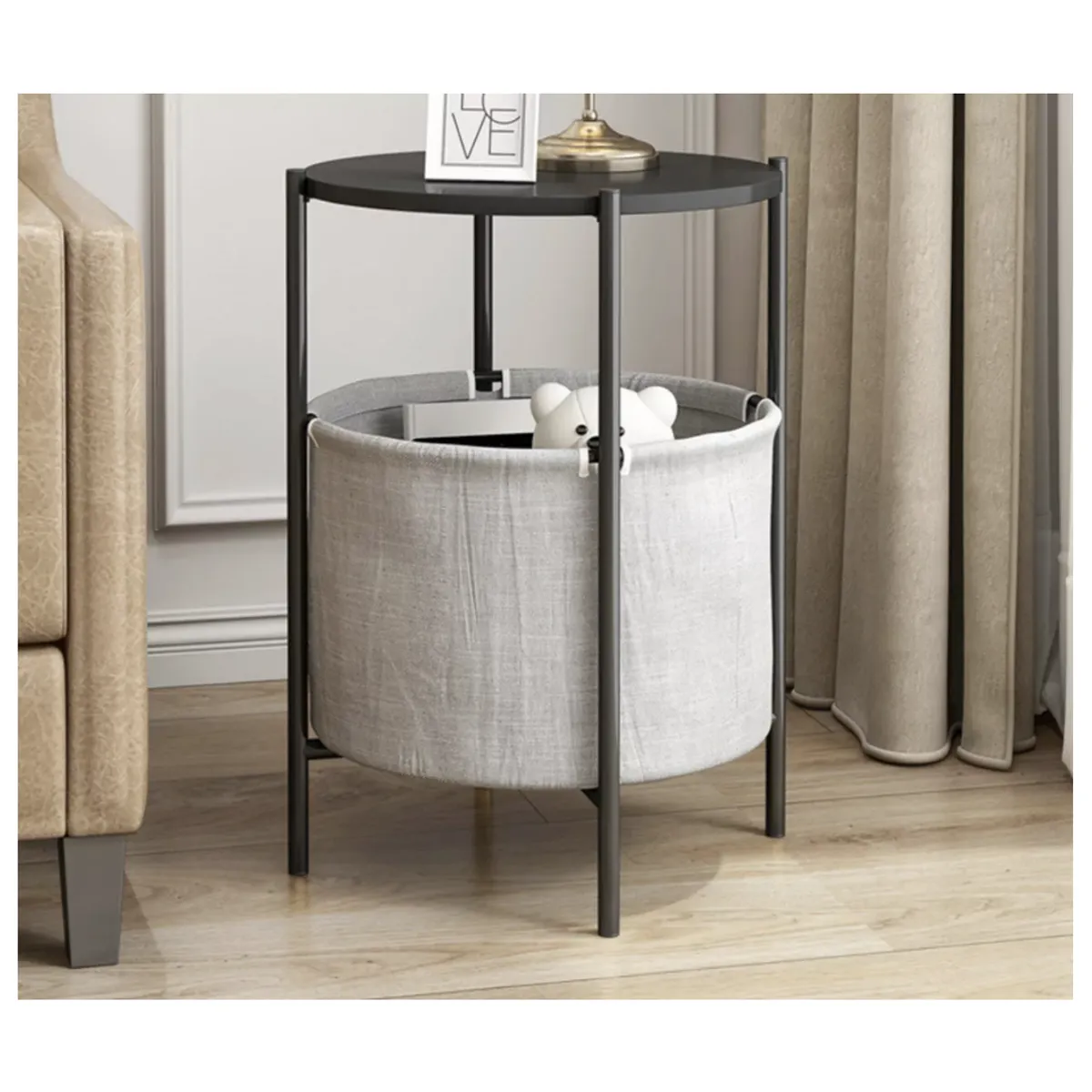 HOMER DESIGN - Mesa De Centro Lateral Con Bandeja De Tela Multifuncional