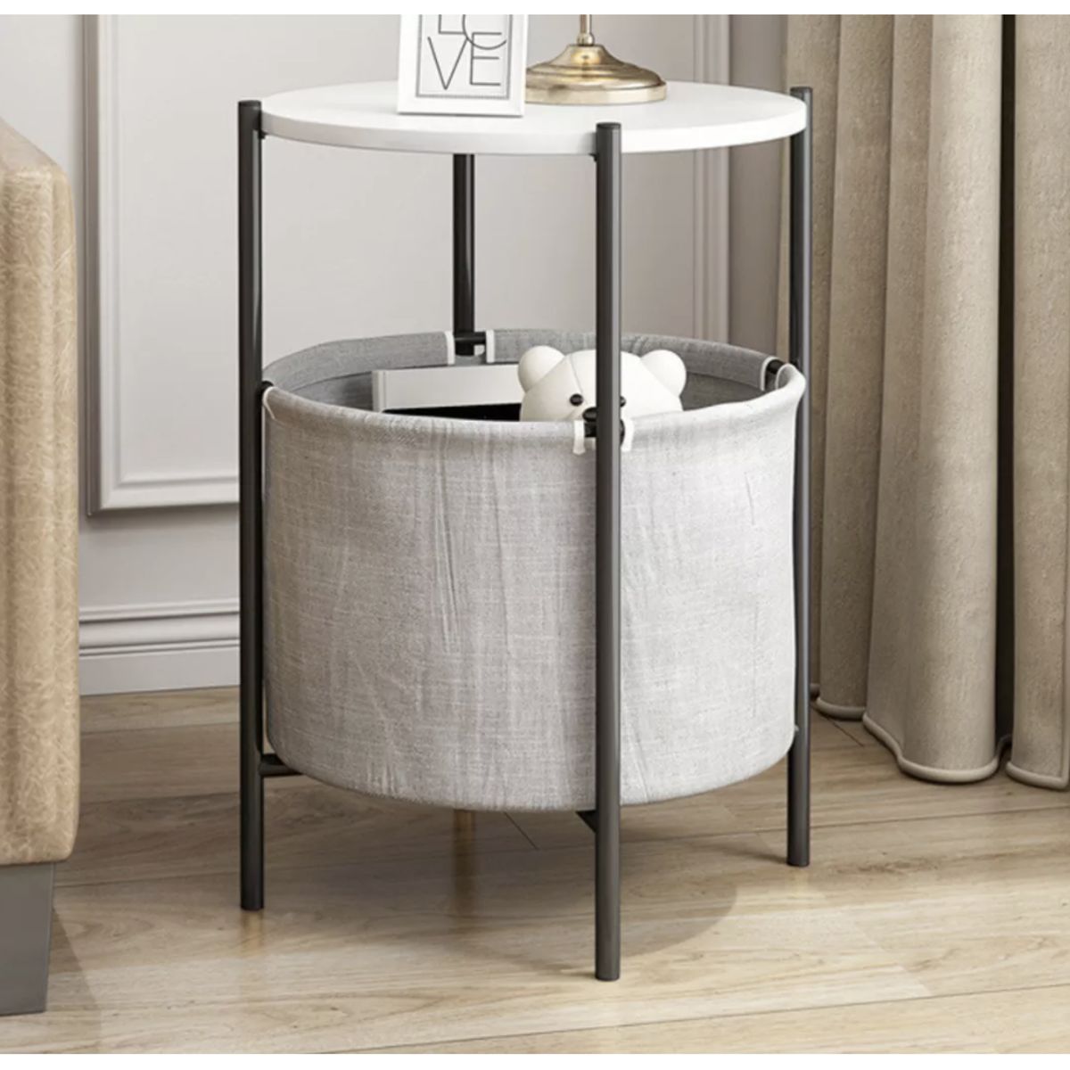 HOMER DESIGN - Mesa De Centro Lateral Con Bandeja De Tela Multifuncional