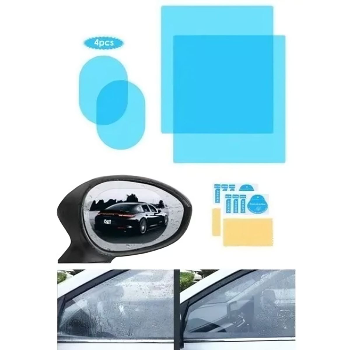 GENERICO - Lamina Anti-lluvia Para Espejo Retrovisor Y Laterales