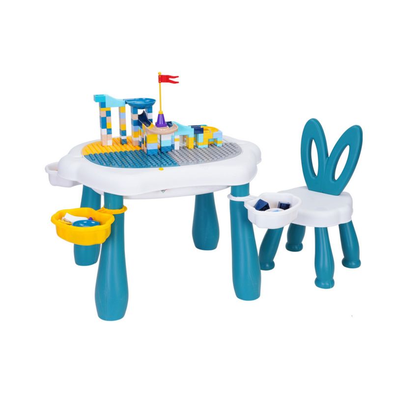 ELEONOR - Set Mesa y Silla Bebé Niños Bloques de Juego 56pcs - Azul