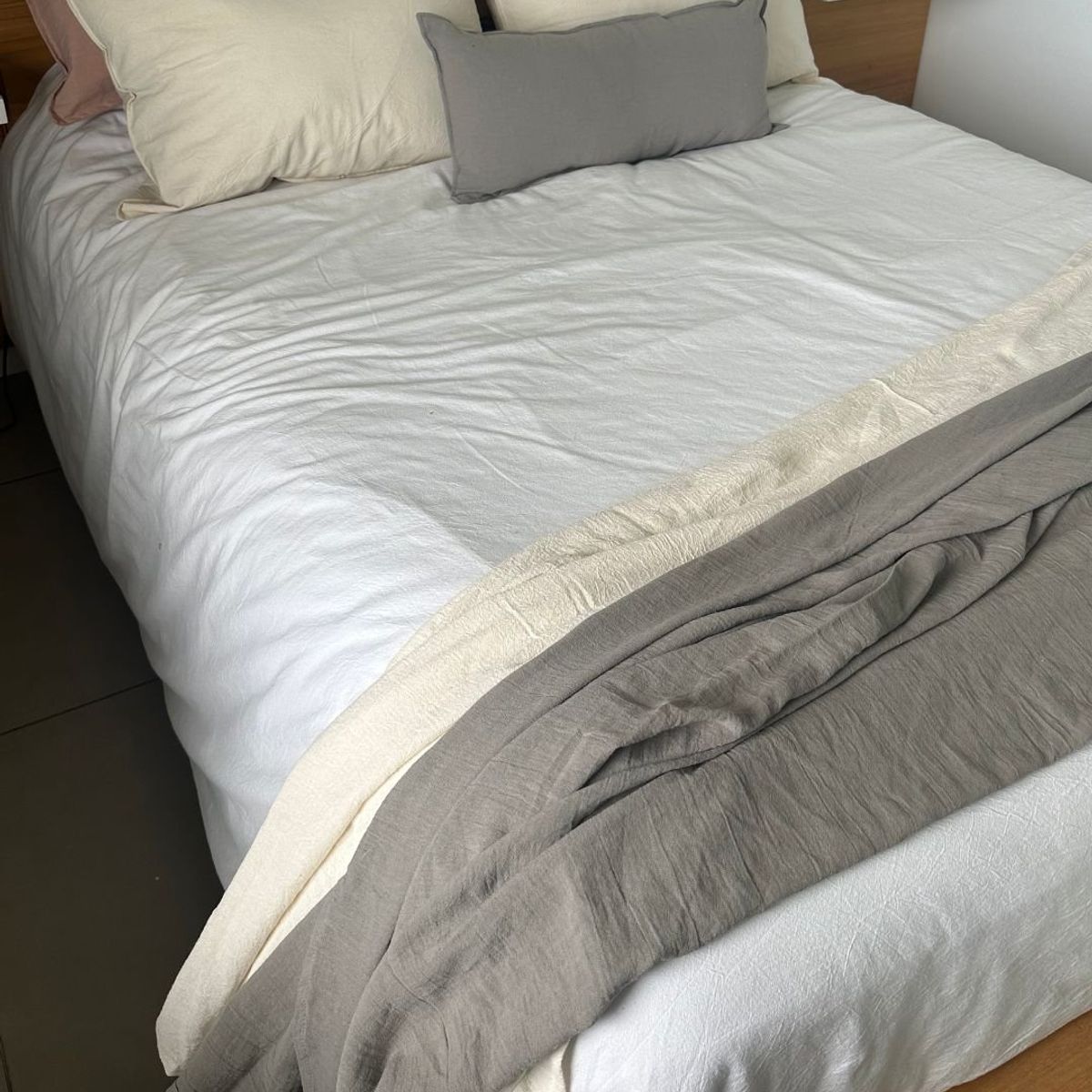 GENERICO - Funda De Plumón Queen+2fundas 70x50 Tusor100% algodon Off White