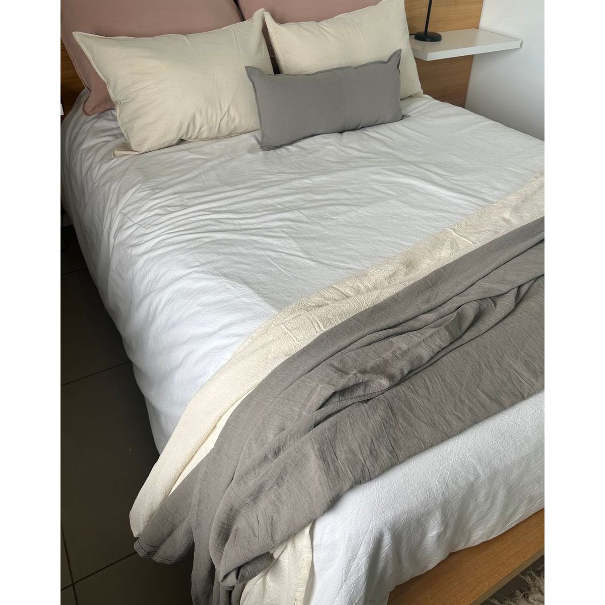 GENERICO - Funda De Plumón Queen+2fundas 70x50 Tusor100% algodon Off White