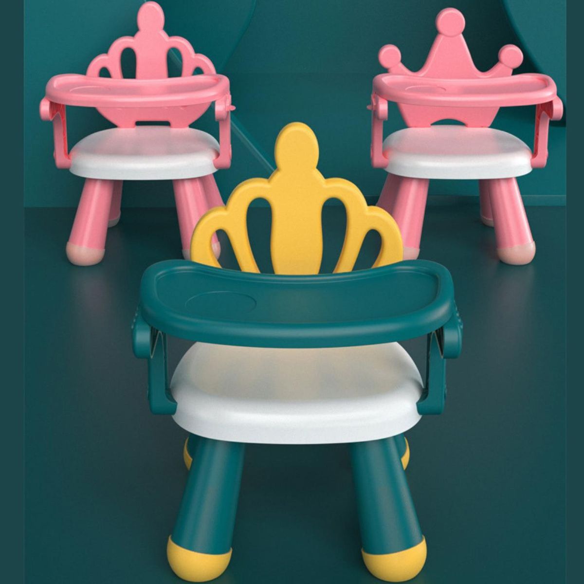 ELEONOR - Mesa y Silla Infantil Bebés Niños Diseño Corona Rey - Verde