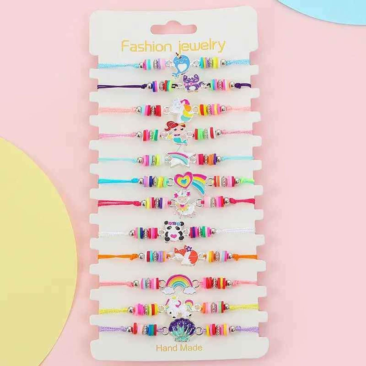 GENERICO - Set 12 pulseras Linda de cuerda de cordon ajustable para niños