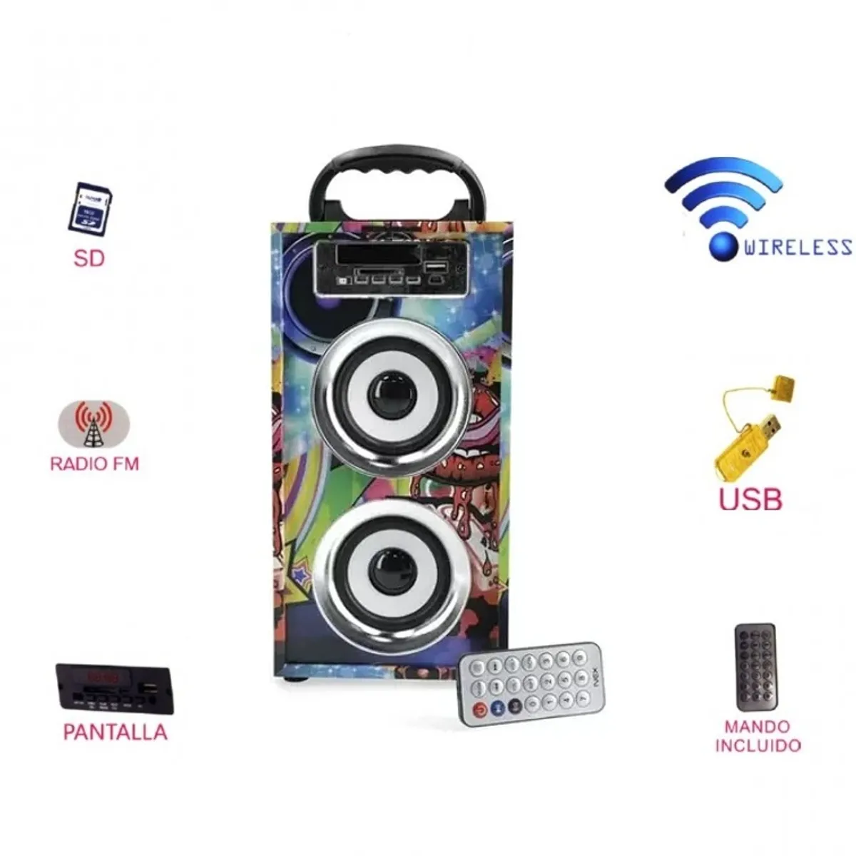 GENERICO - Parlante Bluetooth Mp3 Usb Sd Aux Recargable 5w