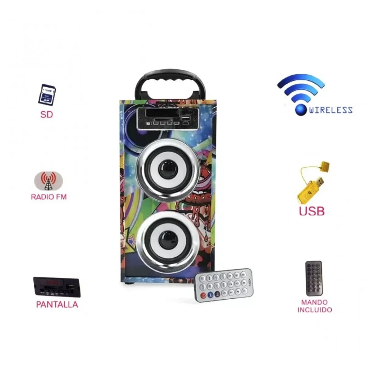 GENERICO - Parlante Bluetooth Mp3 Usb Sd Aux Recargable 5w