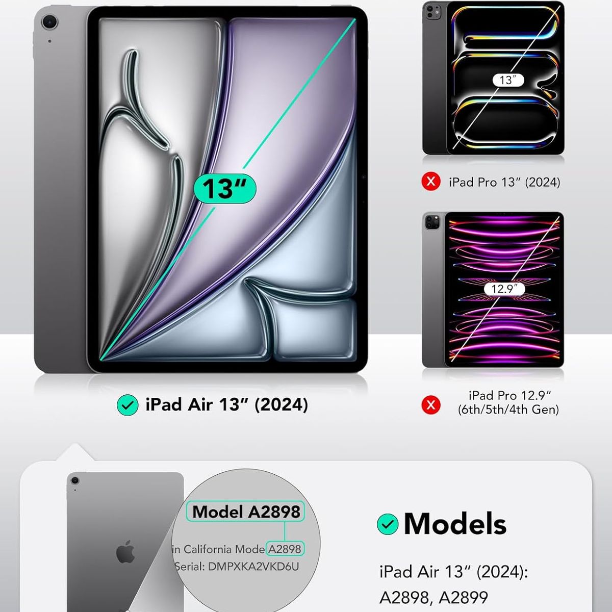 ESR - Carcasa Funda ESR Para iPad Air 13 2024 Rebound Hybrid 360 Negro