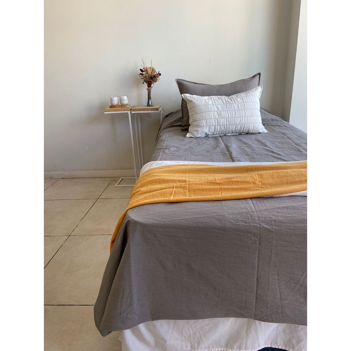 GENERICO - Funda De Plumón Twin + 1 Funda 70x50 Tusor 100%algodon Gris