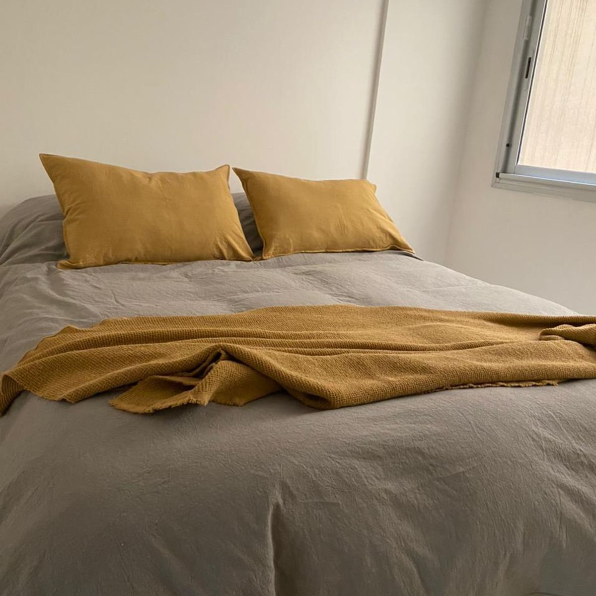 GENERICO - Funda De Plumón Queen +2 Fundas 70x50 Tusor 100% algodon Gris